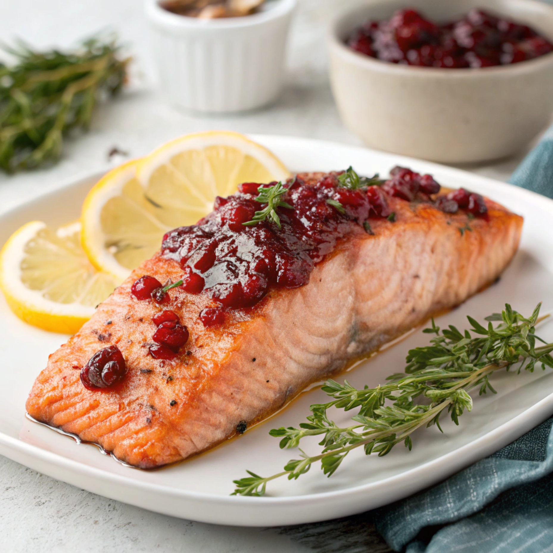Baked Salmon with Cranberry Glaze