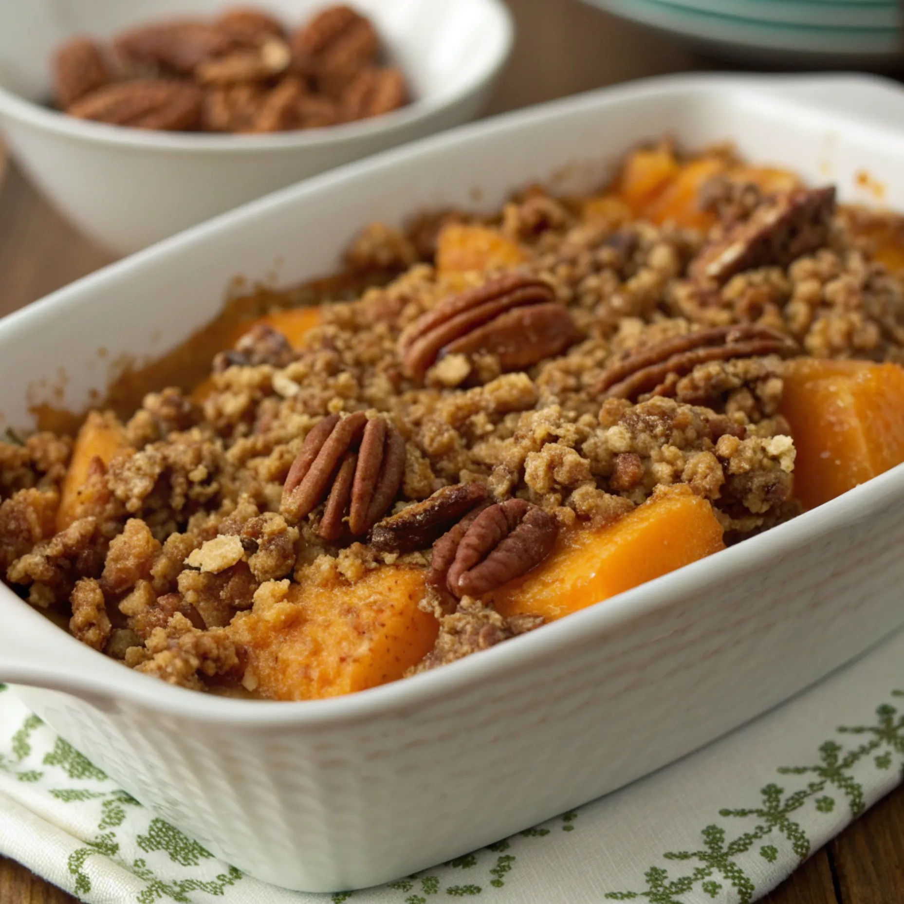 Sweet Potato Casserole with Pecan Topping
